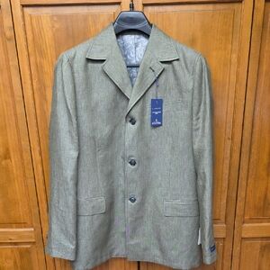 Stafford Size 42Regular Linen Sportcoat Blazer Classic Fit Olive Texture NEW